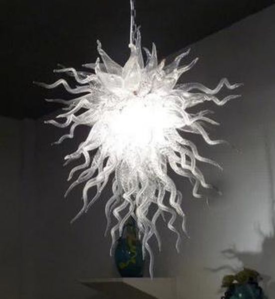 

pure white hand blown glass crystal chandelier elegant decor home pendant lamps led chandelier lighting