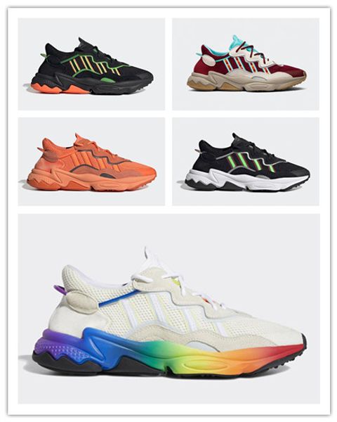 

2019 autumn and winter new ozweego men and women color matching retro casual gradient trend sports shoes white rainbow outsole