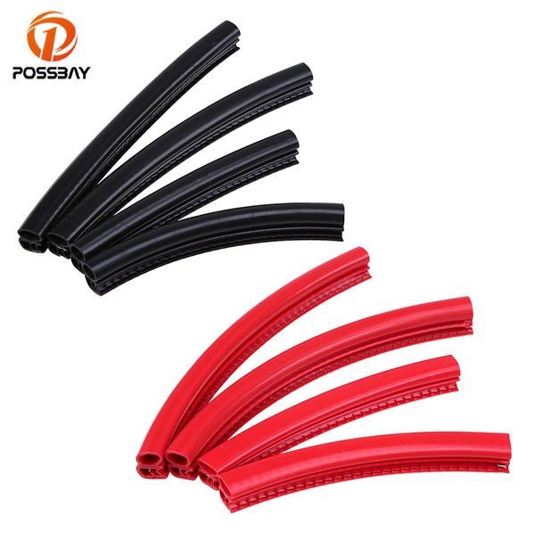 

possbay 4pcs black/red car rubber seal sound insulation weatherstrip front rear door edge sealing strip truck door seal strips