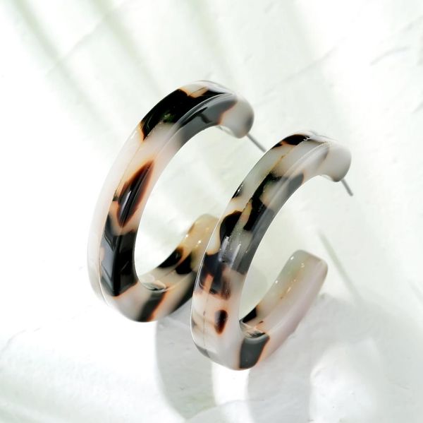 

simple acrylic leopard c-shaped geometric small earrings for women tortoiseshell hoop earrings bohemian vintage jewelry gifts, Golden;silver