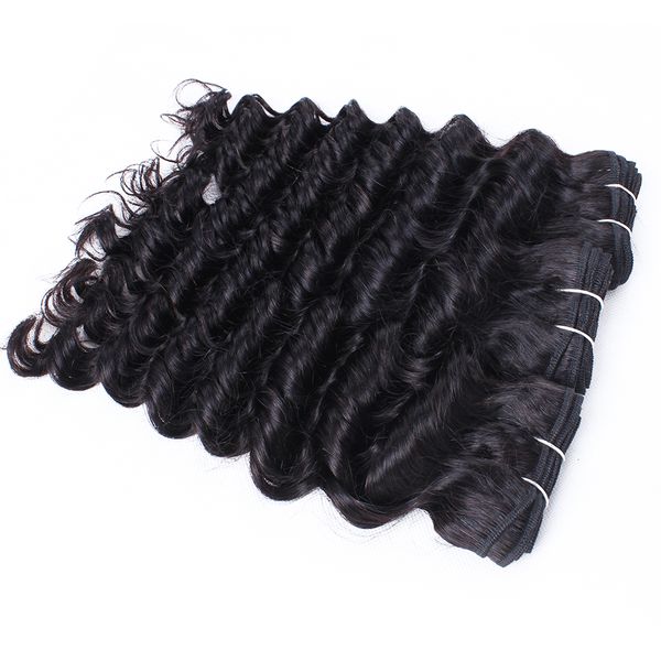 

6 pcs wholesale deep wave curly hair weave natural brown unprocessed brazilian peruvian cambodian malaysian raw virgin indian human hair, Black