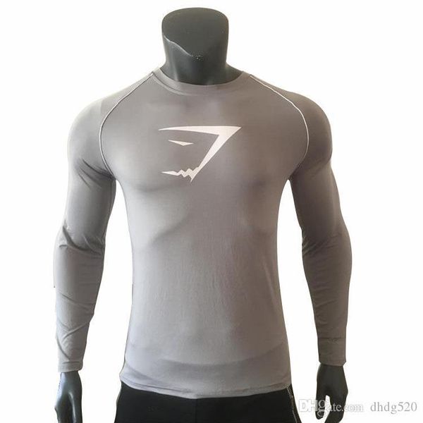 

gym shark long sleeve nylon clothing mens gym clothes slim fit muscular brother t shirt sport mens gym clothes outdoor running men clothing1, White;black