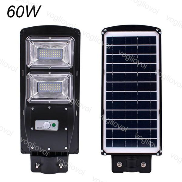 

street lights outdoor solar ul lamp 60w pir motion sensor light control ip67 waterproof solar wall light with mounting pole abs white dhl