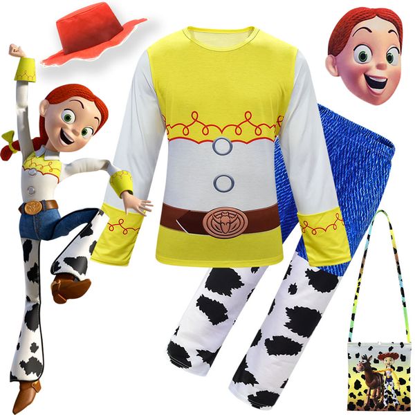 

ng kid toy story 4 jessi cosplay costume woody cowboy costume shirt pants hat bag accessories halloween custom made, White