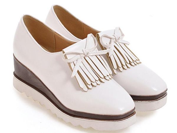 

bowknot women's shoes in spring and autumn slope heel square head @77, Black