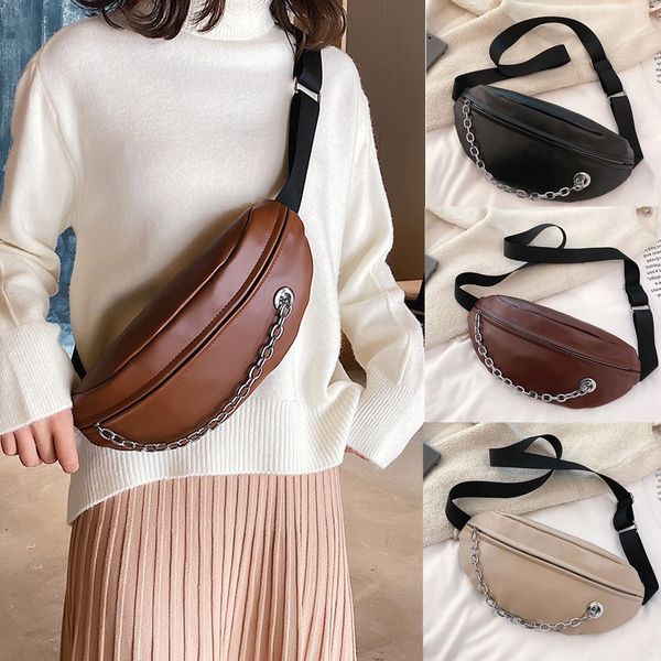 

crossbody bags for women double zipper chain leather messenger bags nylon waterproof shoulder chest sac #t1g