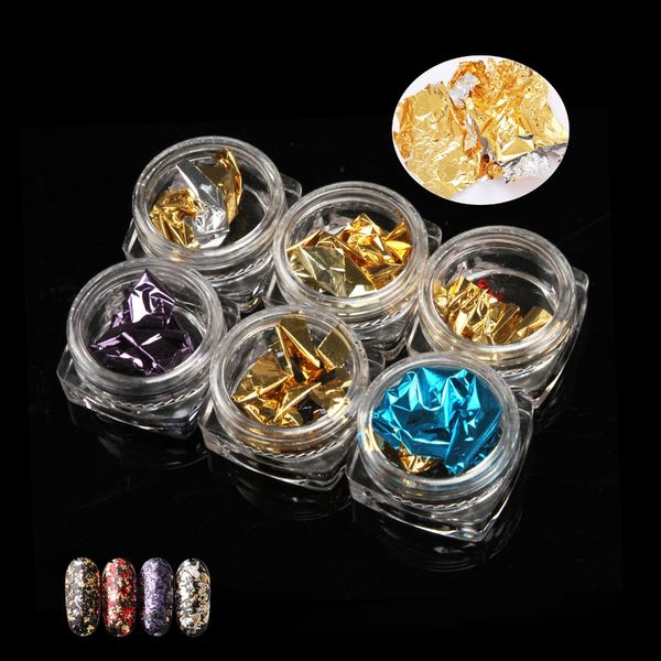 

anmas rucci 6pcs/set nail art foil leaf silver gold copper flakes chunky glitter body decor makeup