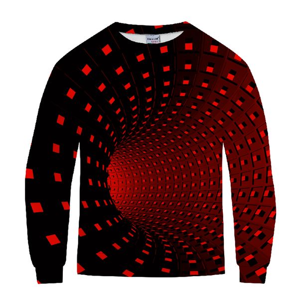 

fashion mens sweatshirt print red vortex 3d woman's casual long sleeve o-neck pullover hip hop 2019 new, Black