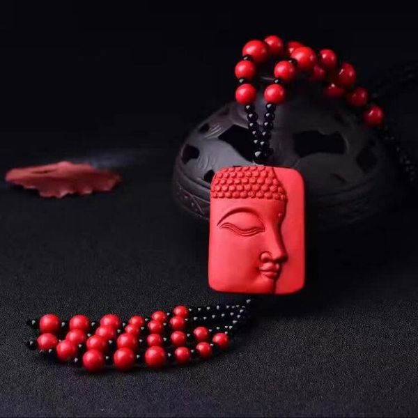 

taiwan primary colors cinnabar vairocana pendant buddha head transshipment necklace amulet pendants necklace fashion jewelry, Silver