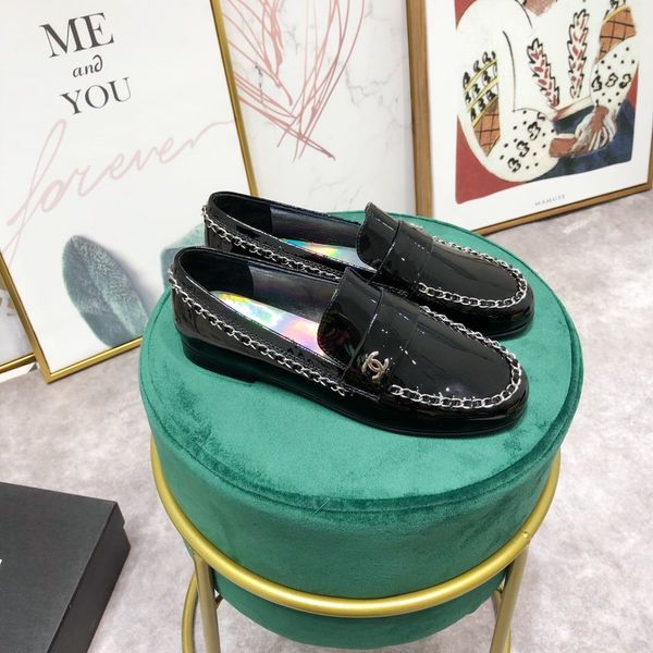

fast shipping version chanl new women's casual shoes fashion platform round head wedge shoes shallow mouth luxury single shoes a2, Black
