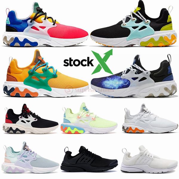 

2020 react presto beams trainers men women running shoes dharma bred triple black white phantom red barely volt designer outdoor sneakers
