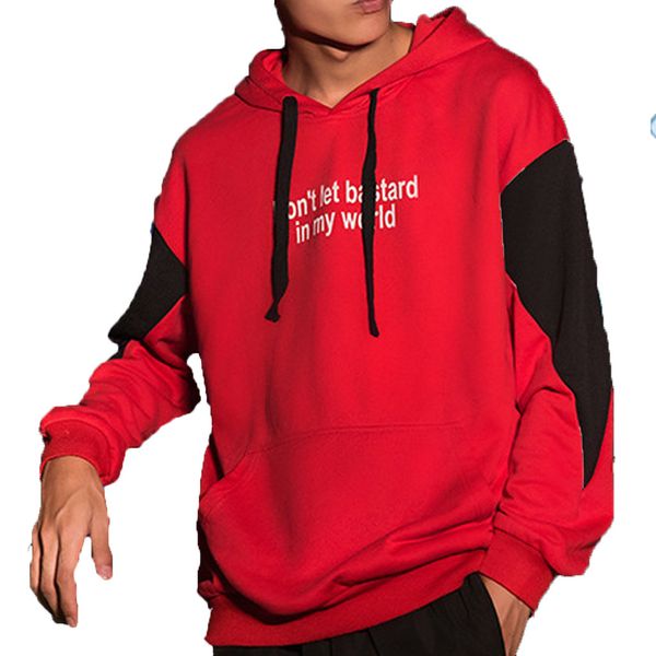 

men's fashion long-sleeved round neck solid color patchwork men outwear hoody tracksuits sweatshirts hoodies 2019 new, Black