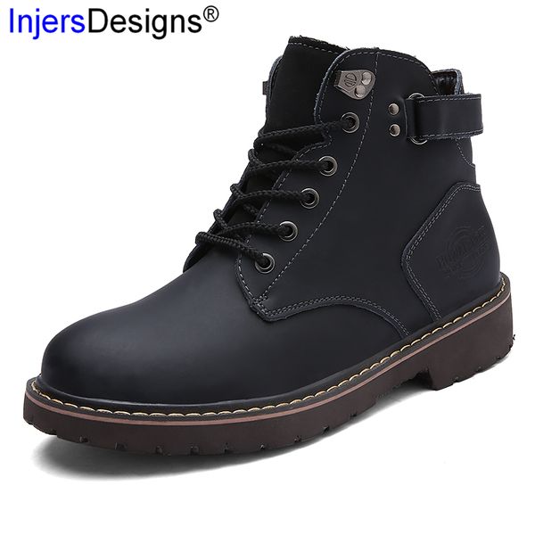 

new arrival men tooling boots fashion high casual leather shoes non-slip hard-wearing ankle boots men size38-44 botas hombre, Black