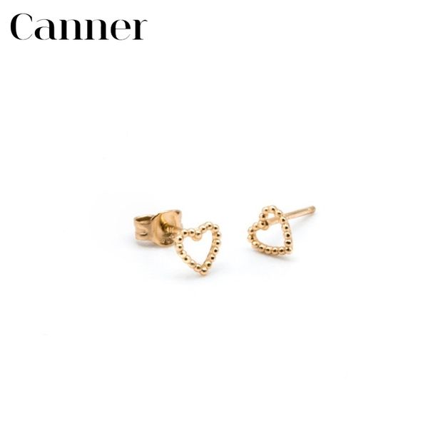 

fashion 925 sterling silver stud earrings for women simple cute mini heart-shaped stud earrings love sweet jewelry, Golden;silver