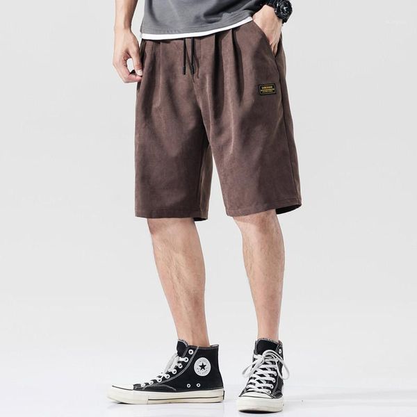 

color fashion shorts male designer pants mens loose sports shorts mid waist lace up straight solid, White;black
