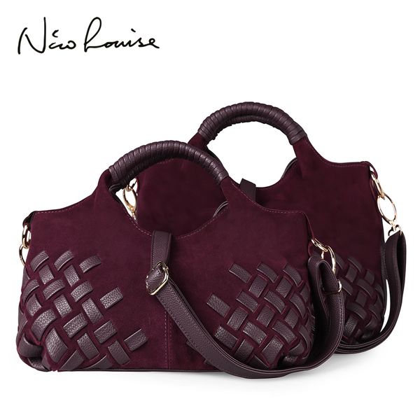 

latest women weave suede split leather handbag female leisure casual lady crossbody shoulder bag messenger handle bags sac y190620