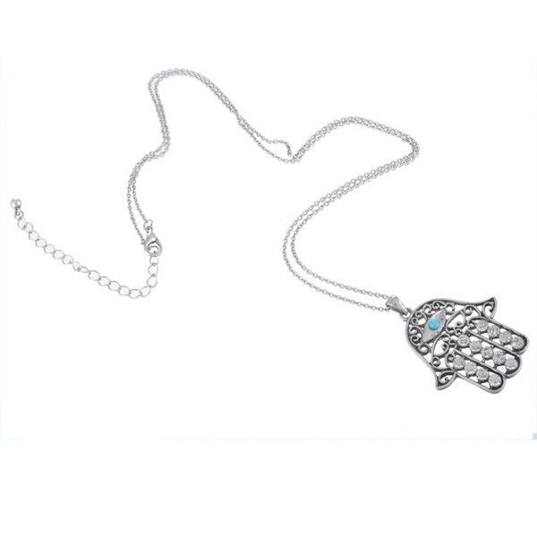 

new fashion gold silver turkey blue eye hands fatima palm necklac for women jewelry wholesale good luck chain necklace
