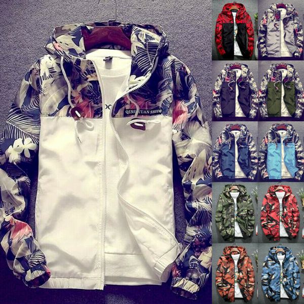 

men camouflage hoodie jacket 2020 new autumn butterfly print casual clothes men's hooded windbreaker coat male outwear s-xxxxl, Black;brown