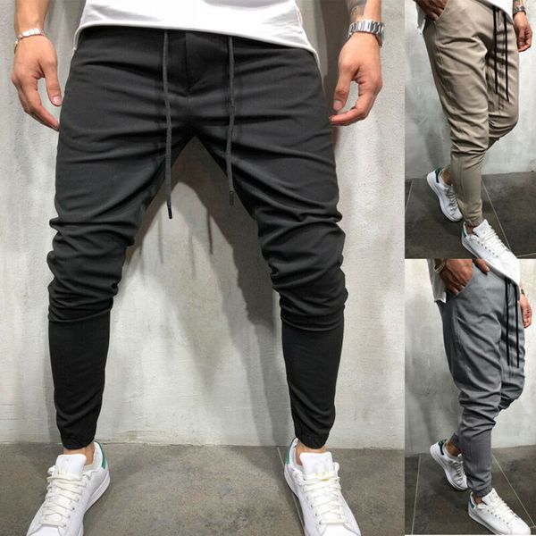 

men's gym sport casual trousers tracksuit bottoms joggers sweat track pants skinny jogging joggers sweat pants trousers, Black;green
