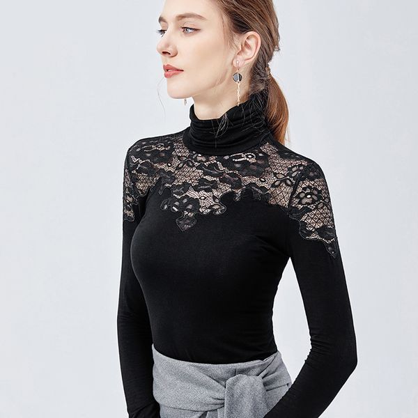 

latin dance female winter long-sleeved turtleneck lace shirts rumba chacha samba tango salsa practice wear dn4401, Black;red