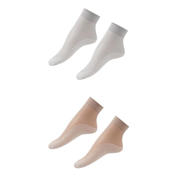 

20 pairs women non slip summer socks gray+light brown, Black;white