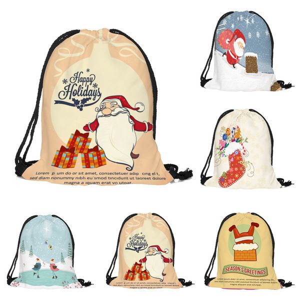 

2019 new drawstring storage bag merry christmas candy backpack satchel rucksack bundle pocket storage bag dropship t822