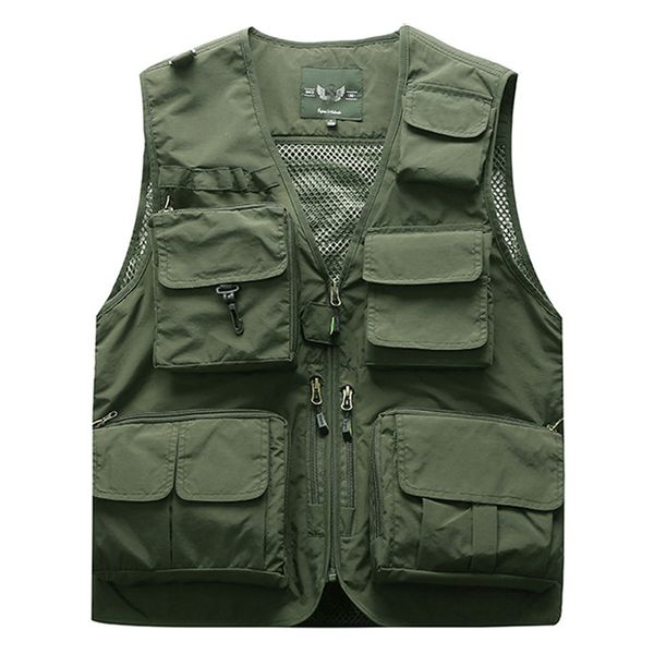 Открытый мужской тактический жилет для рыбалки, мужская куртка с несколькими карманами, дорожные куртки без рукавов 5XL 6XL 7XL