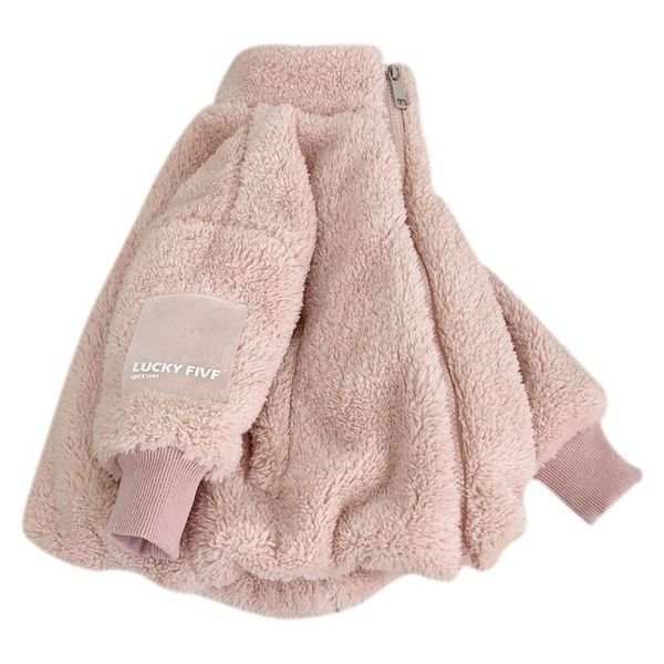 

children lamb soft cute solid color coat cotton thicken high collar zipper warm outerwear children jacket clothes, Blue;gray