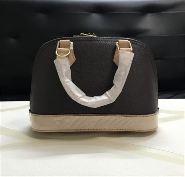 

real leather 25cm alma bb shell bag women handbag leather flower shoulder bags crossbody bag messenger handbags with lock shoulder stra