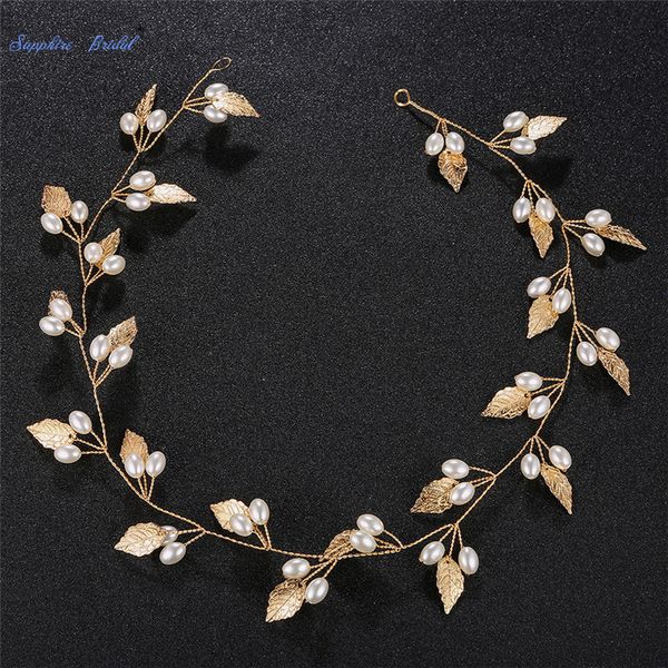 

gold/silver leaves alloy wedding headband imitation pearls bridal hair ornaments handmade headpiece for bride hair accessories