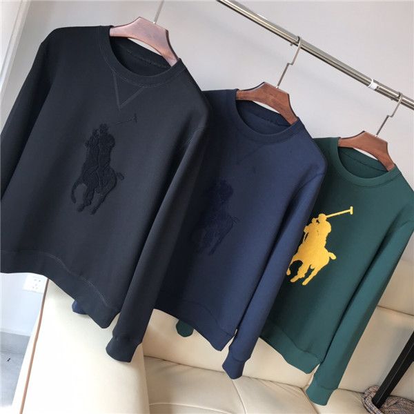 

19fw ralph brushed hooded lauren towel embroider hoodies men women coat casual jumper sweatshirts outdoor streetwear pullovers, Gray;blue