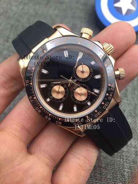 

u1 factory watch ceramic bezel 116500 116509 116520 40mm rubber strap automatic movement mens watches wristwatch no chronograph, Slivery;brown