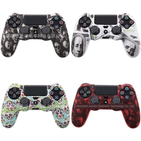 

74yof controller black blue red soft silicone rubber gel skin non-slip case cover for ps4 newest