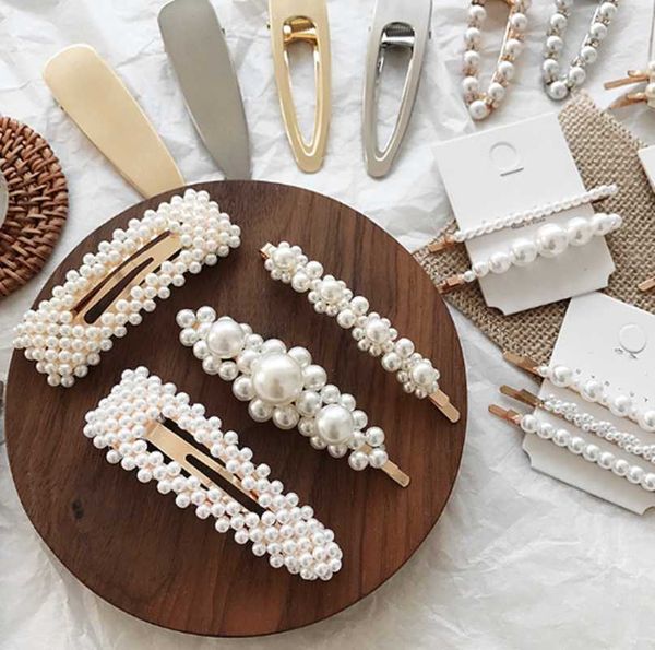 

korean 8 stlyes acrylic imitation pearl women barrettes elegant for female girl hair clip hairgrips hair accessories new 2019