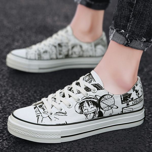 

summer 2019 new style summer cloth shoes canvas breathable trendy shoes trend men's korean-style casual students versatile, Black
