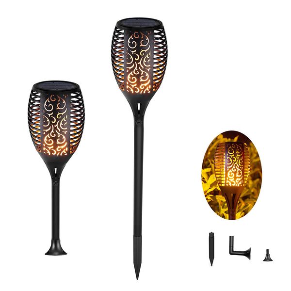 96 LED Fiamma solare tremolante Lampada da prato Torcia Luce LED Fiamma danzante Lampade impermeabili per la decorazione del giardino esterno