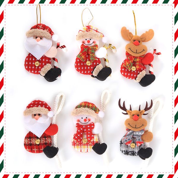 

kawaii christmas cloth doll decorations climbing rope santa snowman elk ornaments for christmas tree home decor pendant kid gift