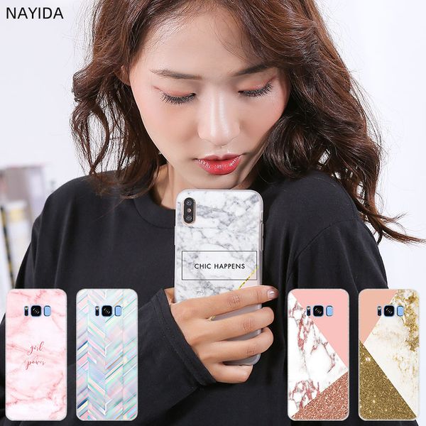 

phone cases silicone soft cover for samsung s10 s9 s8 s7 s6 plus edge e note 10 9 8 pro case color pink and aqua marble