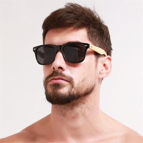 

vivibee retro men real bamboo black sunglasses uv400 2019 classic wooden wood square glasses for women shades, White;black