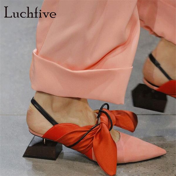

square wood heels women pumps genuine leather big bowtie slingbacks shoes women pointy toe lace up black white party shoes