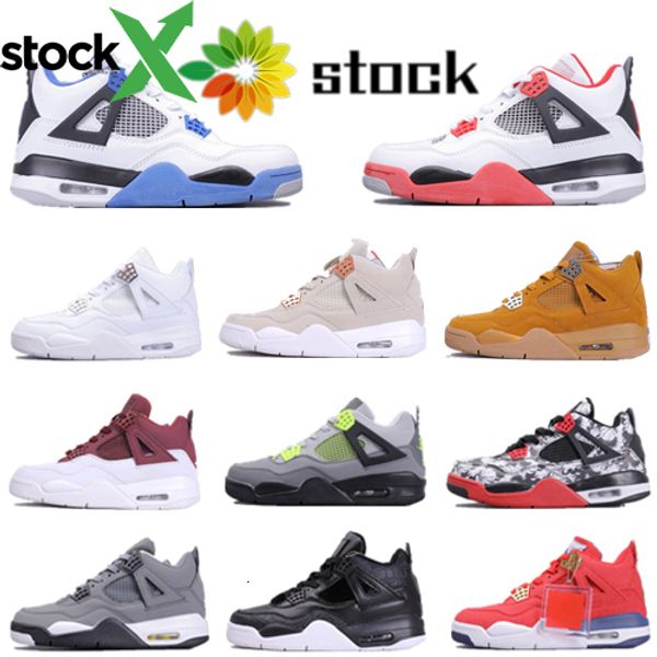 

stock new red 4 mens basketball shoes bred white cement 4s iv designer sneakers sports running shoes women trainers size 36-46