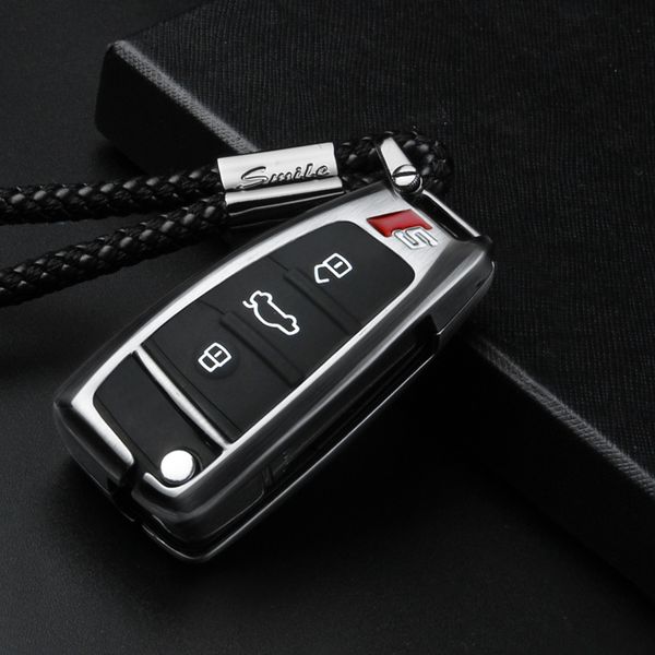 

alloy +silica gel car key case cover for a3 a4 a4l b5 b6 b7 b8 b9 a5 a6 a6l c5 c6 q3 q5 q7 s5 s7 3 car key shell