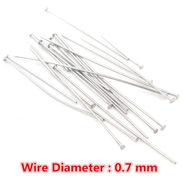 

no fade 100pcs/lot 20 30 35 40 50 mm stainless steel flat head pin findings headpins for jewelry making diy supplies accessories, Blue;slivery