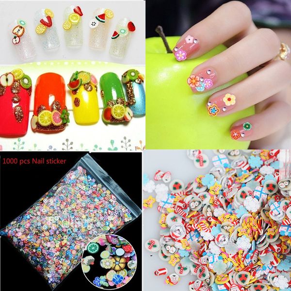 

nail art 3d fruit feather flowers mix color diy nail decorations stickers 1000pcs/bag, Black