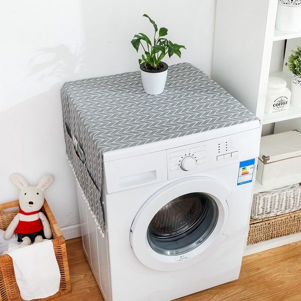 

geometric refrigerator cloth single door refrigerator dust cover pastoral double open towel washing machine cover towel 1pcs pro