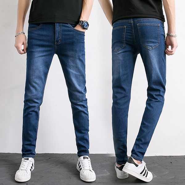 

homme jeans men slim fit skinny 2019 fashion korean blue straight full length homme denim trousers plus size 28-36 male pants