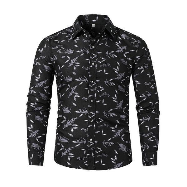 

3d digital print mens casual shirts fashion feather print long sleeve mens designer shirts casual males clothing, White;black
