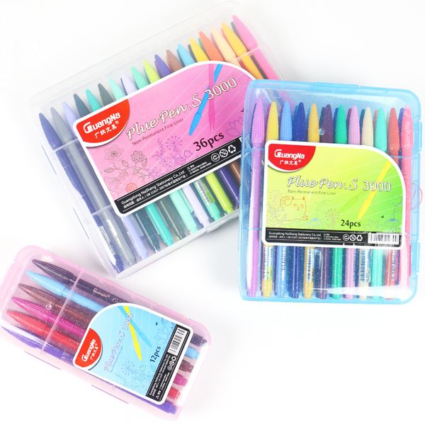 

gel pens guangna plus pen 3000 water color set based fiber nib 12/ 24/ 36 colors