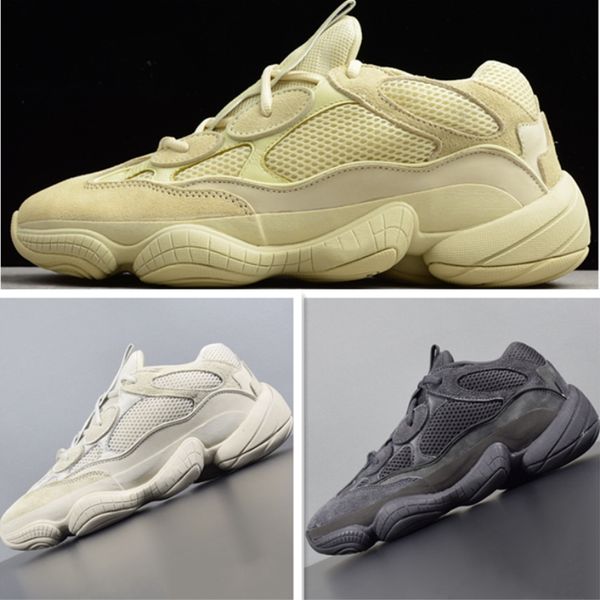 

With Box 2019 New 500 Suede and Mesh Breathable Running Sneakers Kanye West 500 Mix Rubber Cushioning Athletic Shoes