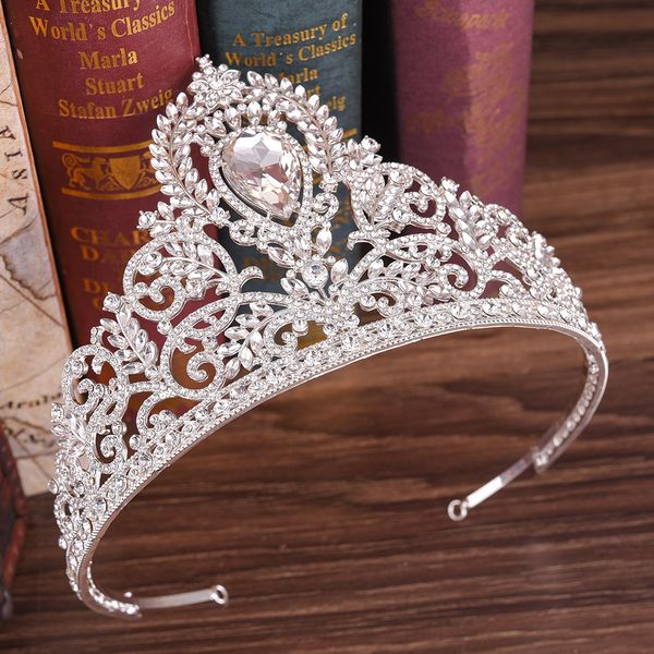 

свадебная вечеринка 16x10см диадемы из бисера с цветочными листьями невесты с короной из бриллиантов и головных уборов для невесты, исполняю, White;golden